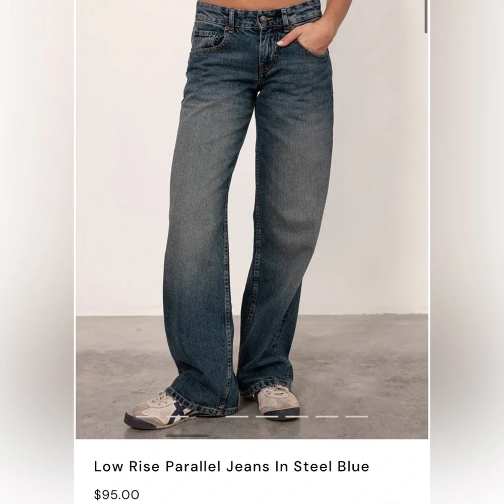 Motel Rocks Low Rise Parallel Jeans In Steel Blue - Picture 5 of 5